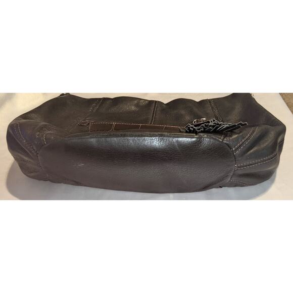 Vintage BRIGHTON Black & Brown Leather Shoulder Bag Handbag + Tassel & Bag Charm - Picture 9 of 13